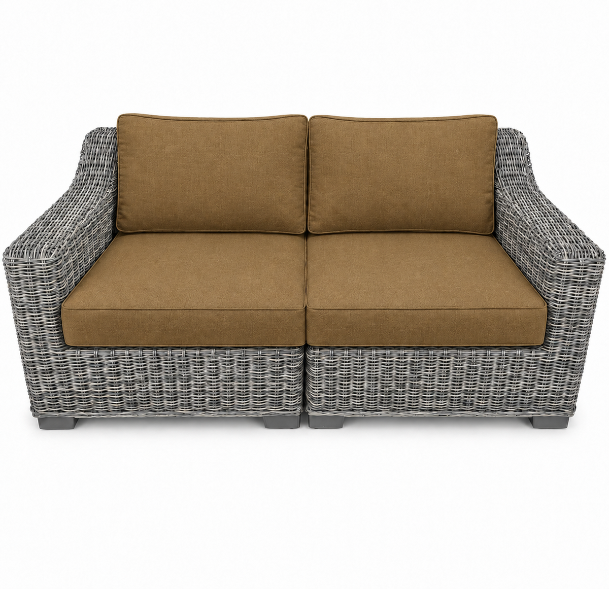 Seacoast – Outdoor Loveseat in gray wicker, Canvas Teak (5488)