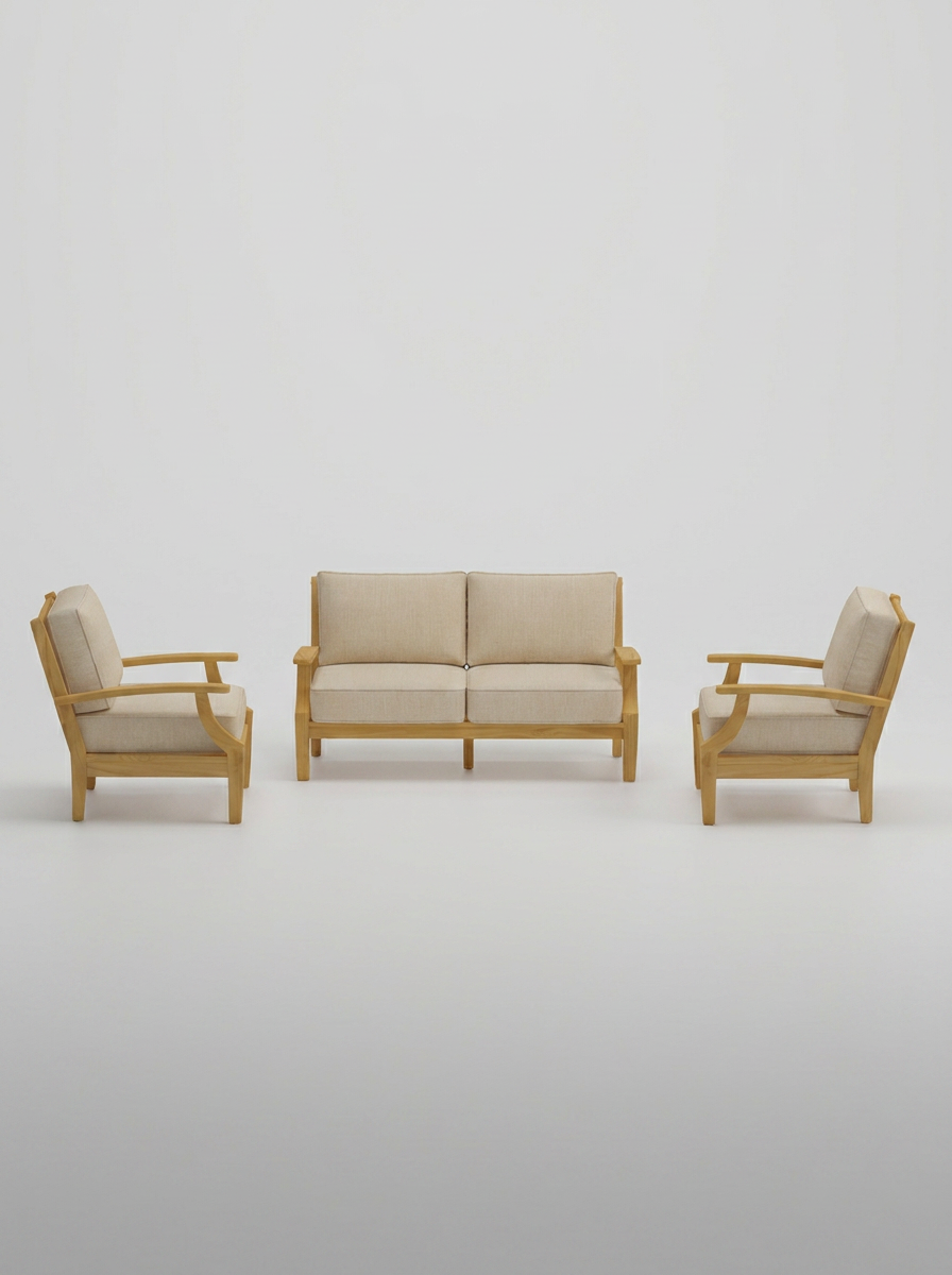 03A Mila 3-Piece Lounge Set - Canvas Flax - Jrs Patio San Diego