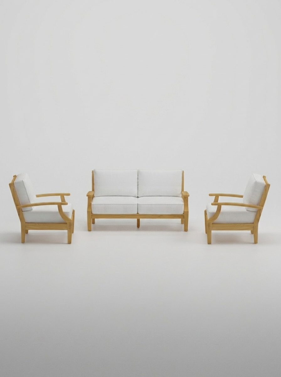 03A Mila 3-Piece Lounge Set - Olefin White - Jrs Patio San Diego