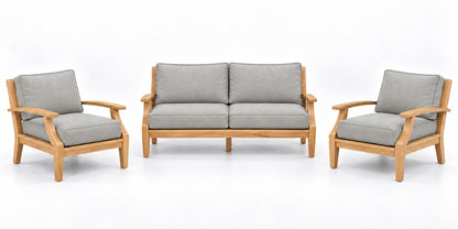 Mila Teak Outdoor Lounge Set – 3 Piece in Sunbrella 5402 Canvas Granite | Jr's Patio San Diego