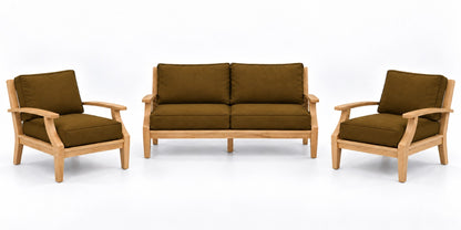 Mila Teak Outdoor Lounge Set – 3 Piece in Sunbrella 5488 Canvas Teak | Jr's Patio San Diego