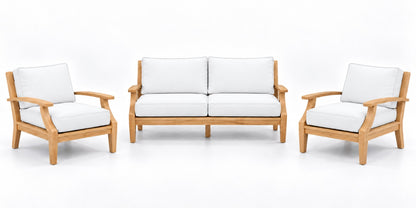 Mila Teak Outdoor Lounge Set – 3 Piece in Olefin White | Jr's Patio San Diego