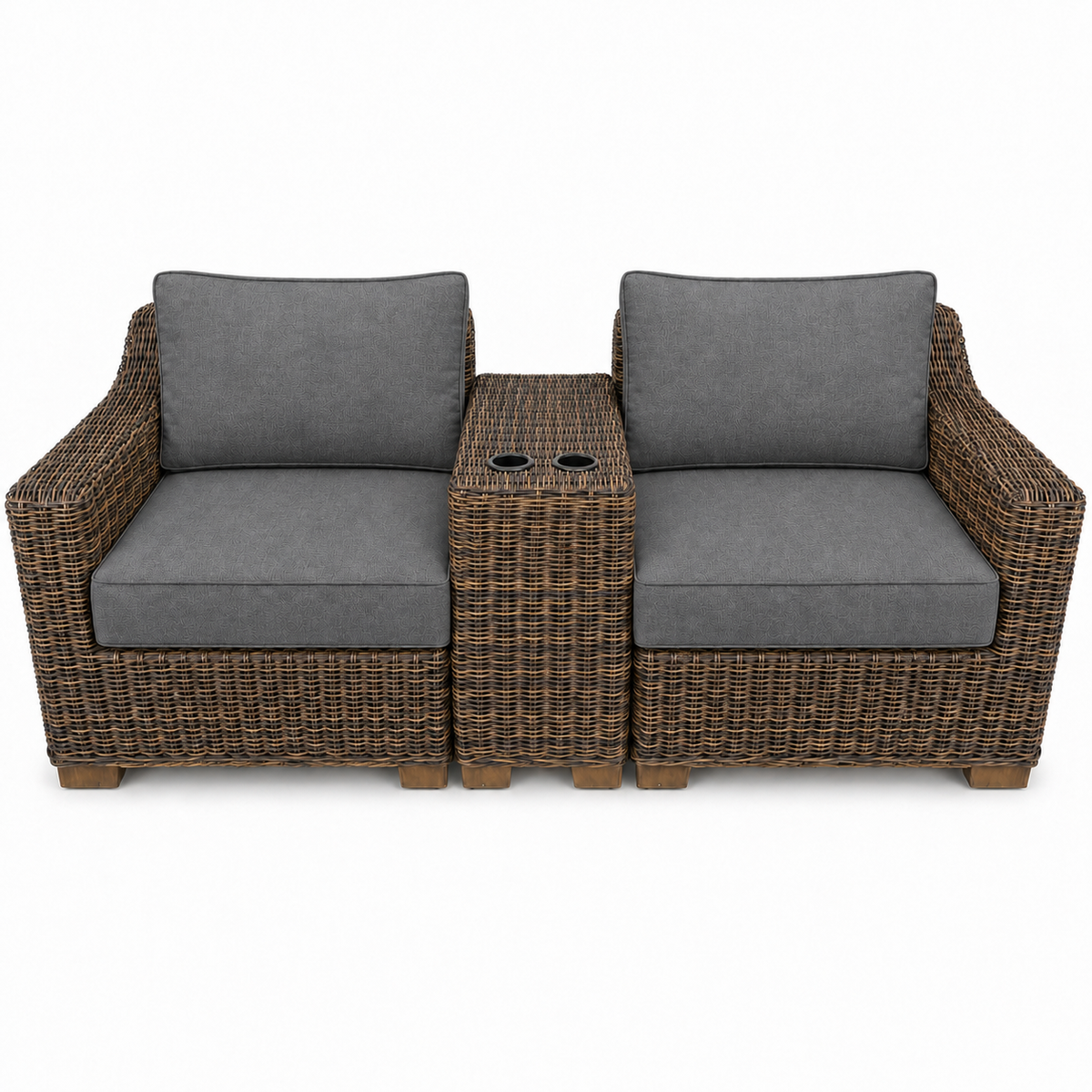 Seacoast – Outdoor Lounge Set in brown wicker, Cast Slate (40434)