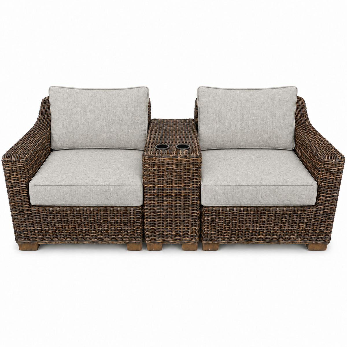 Seacoast – Outdoor Lounge Set in brown wicker, Canvas Granite (5402)