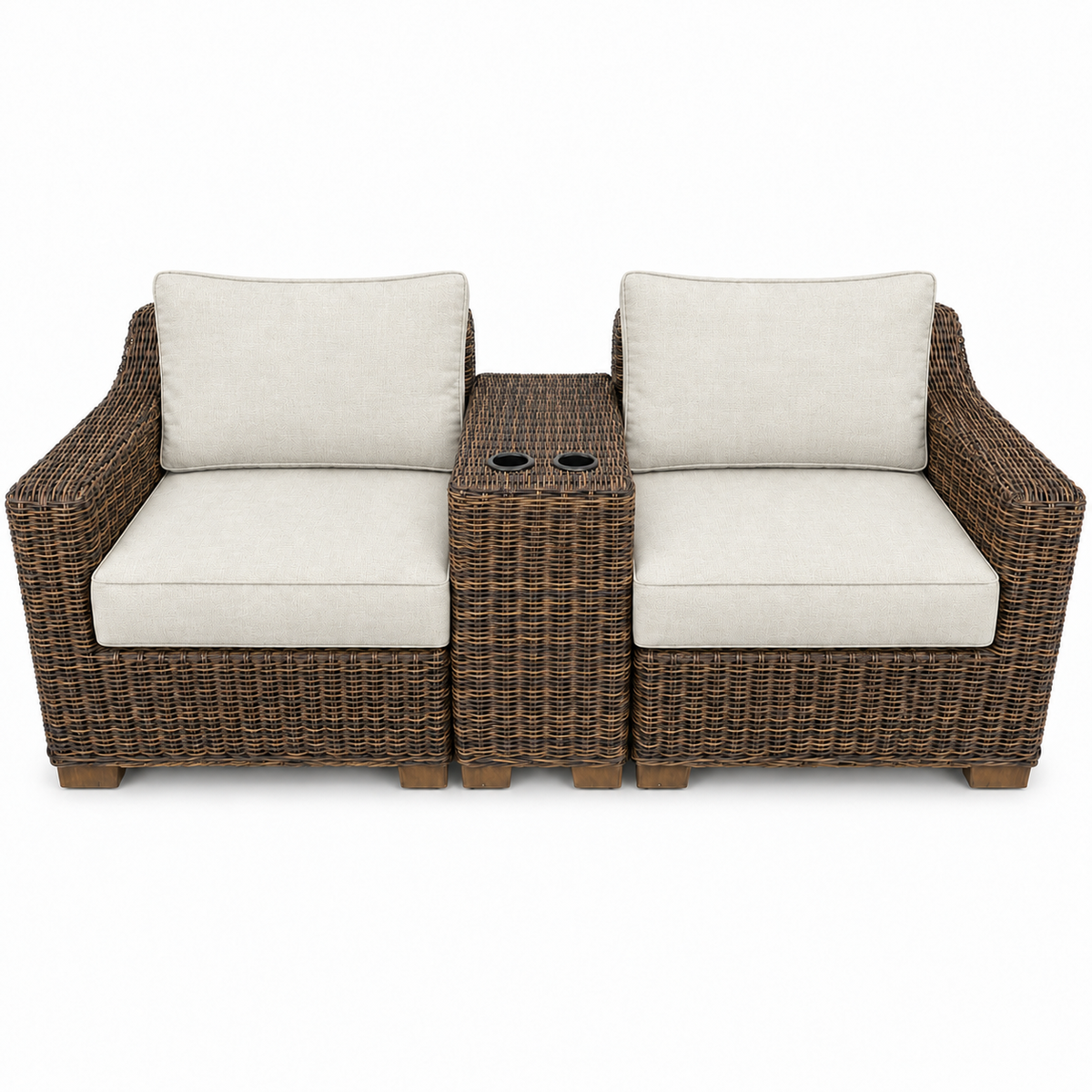 Seacoast – Outdoor Lounge Set in brown wicker, Canvas Canvas (5453)