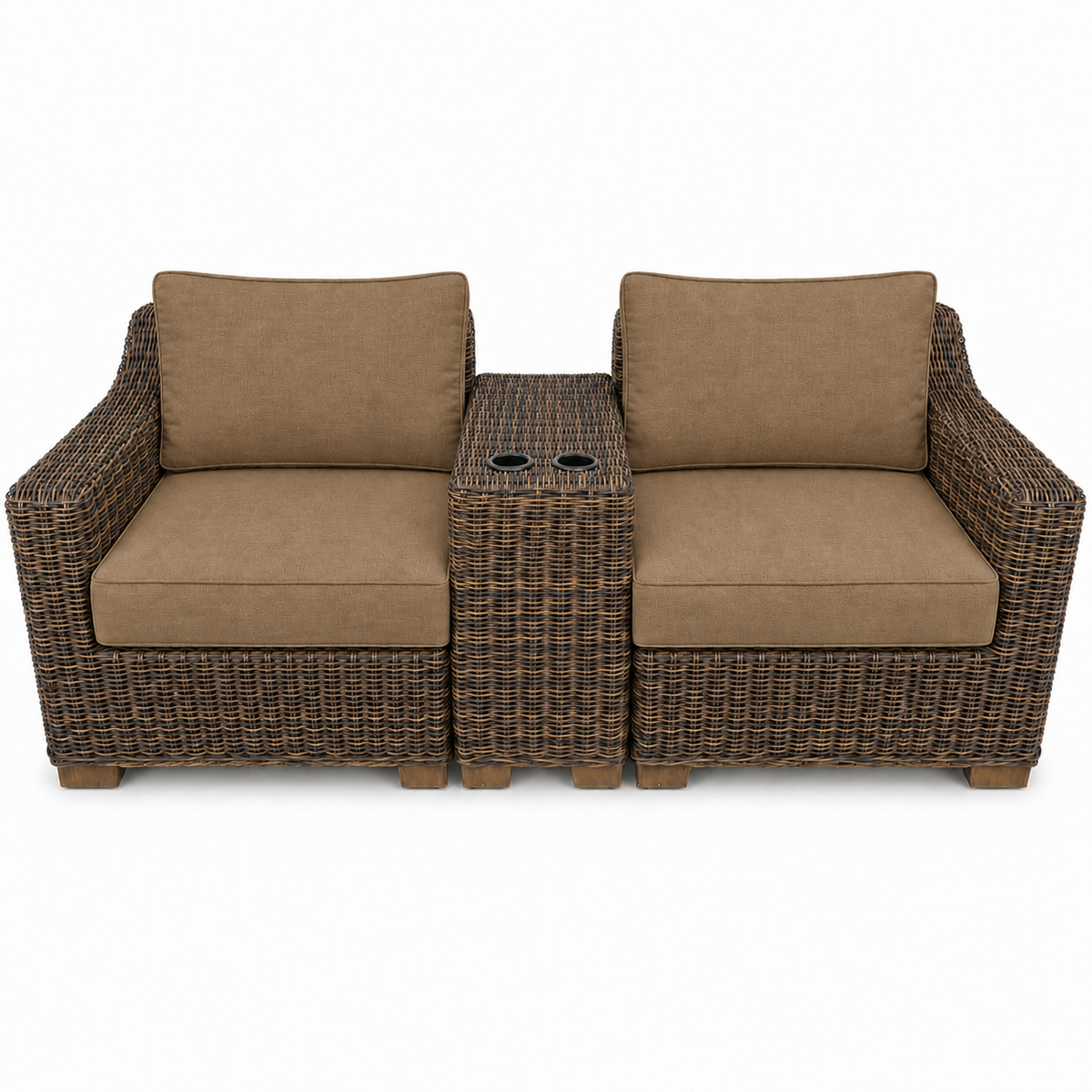 Seacoast – Outdoor Lounge Set in brown wicker, Canvas Teak (5488)