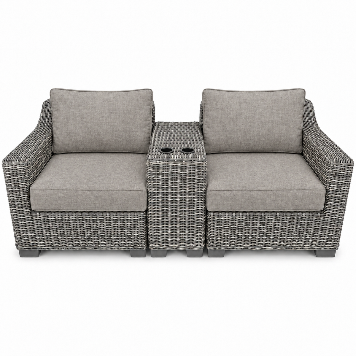 Seacoast – Outdoor Lounge Set in gray wicker, Cast Shale (40432)