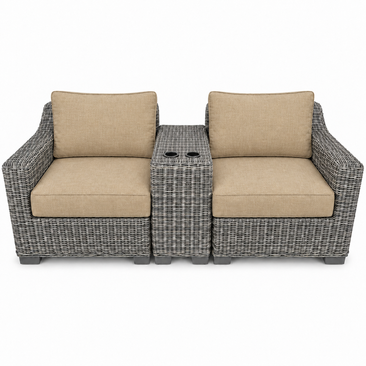 Seacoast – Outdoor Lounge Set in gray wicker, Spectrum Sand (48019)