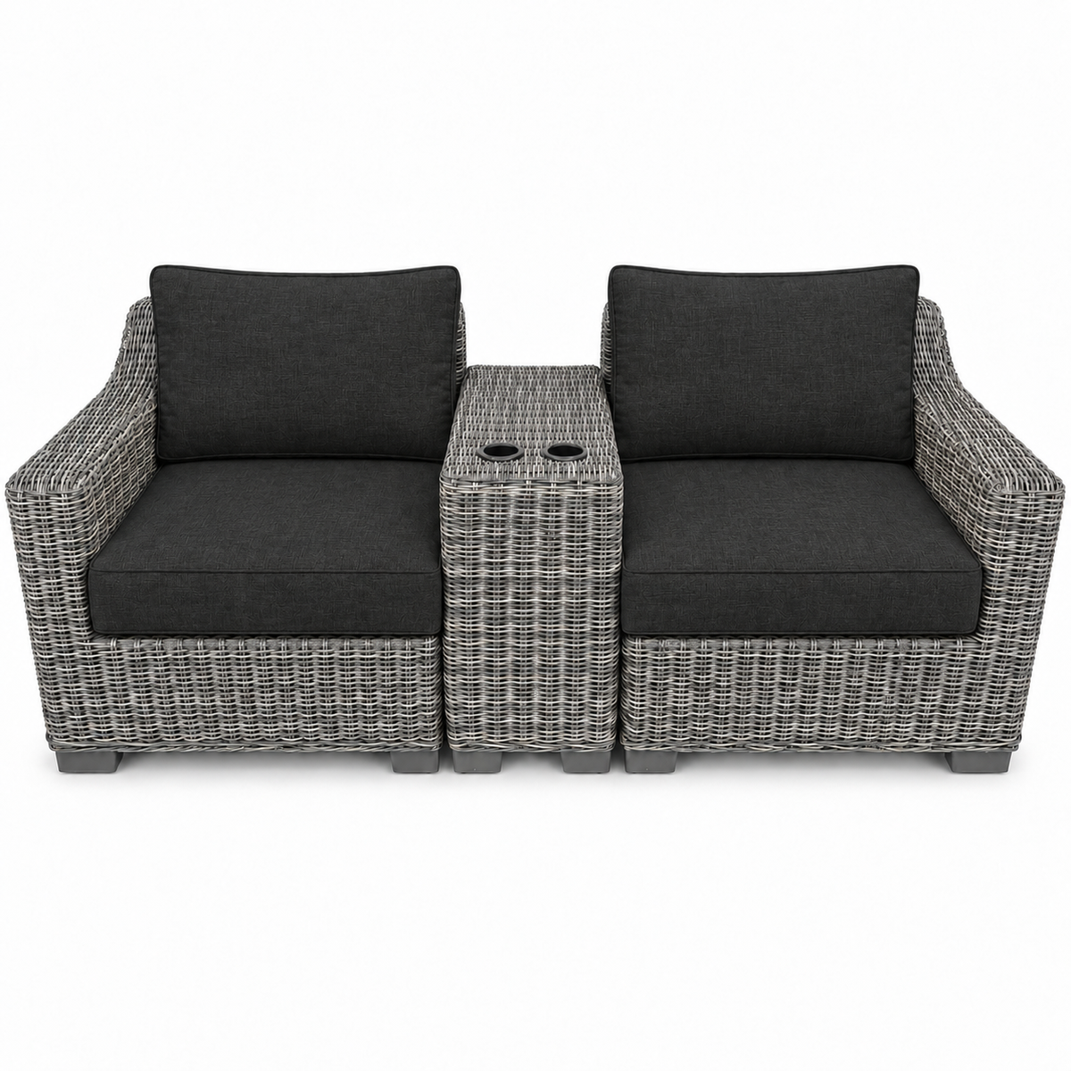 Seacoast – Outdoor Lounge Set in gray wicker, Canvas Black (5408)