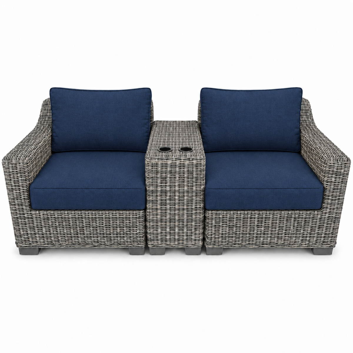 Seacoast – Outdoor Lounge Set in gray wicker, Canvas Navy (5439)