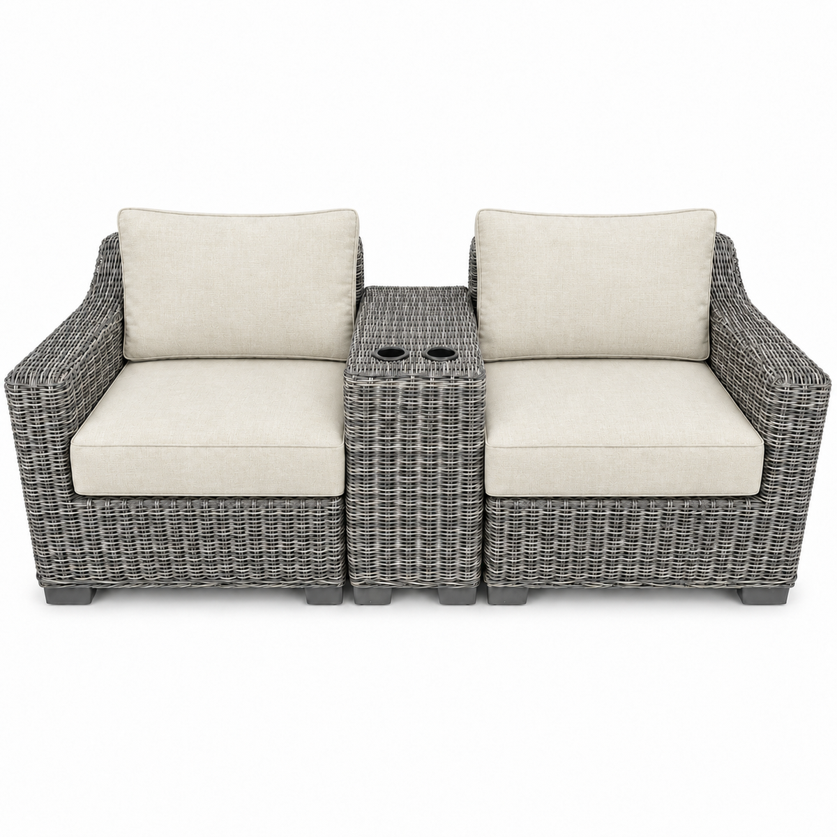 Seacoast – Outdoor Lounge Set in gray wicker, Canvas Canvas (5453)