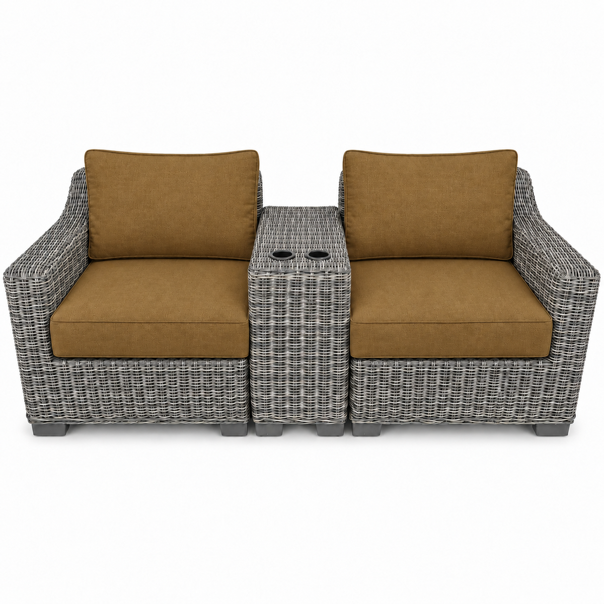 Seacoast – Outdoor Lounge Set in gray wicker, Canvas Teak (5488)