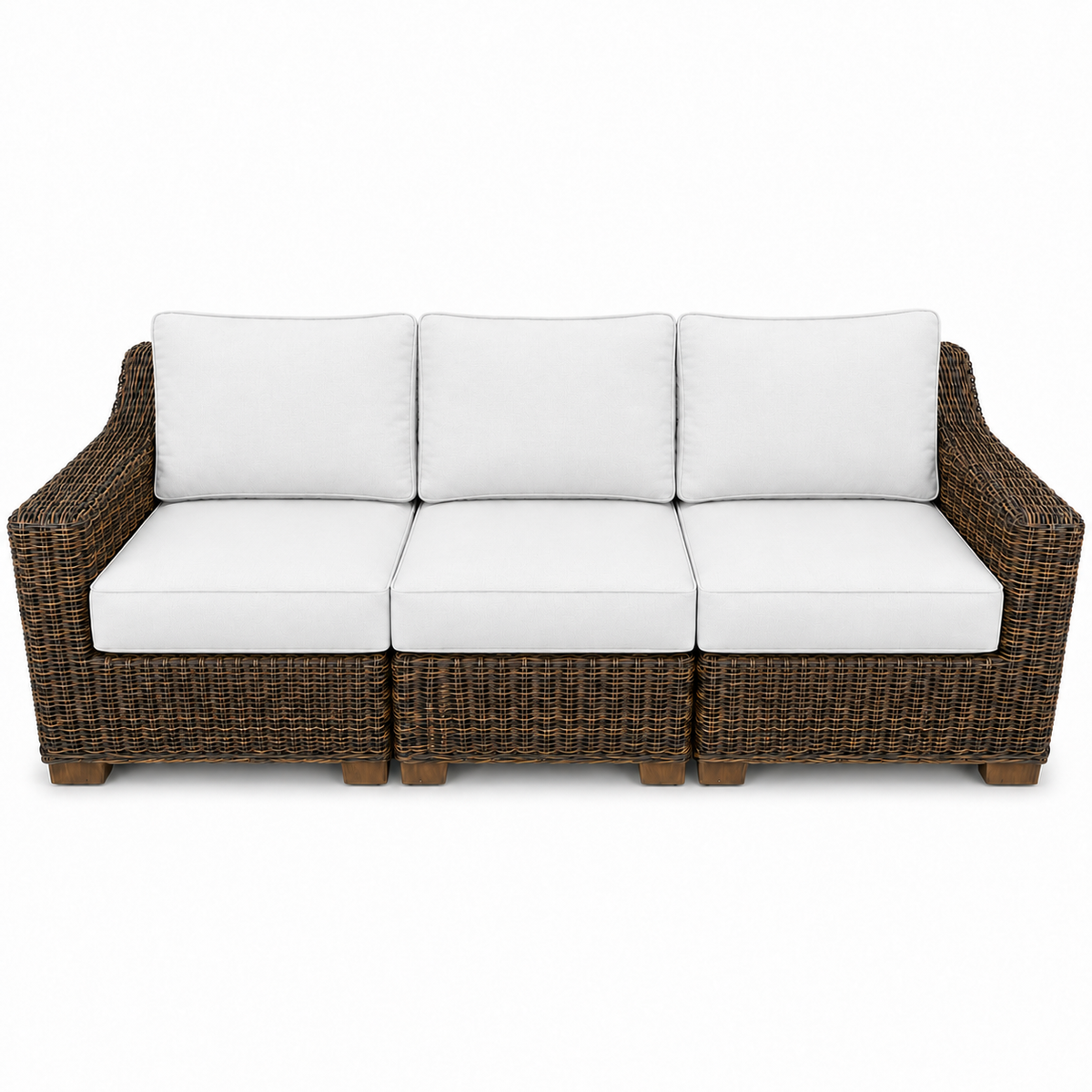Seacoast – Outdoor Sofa in brown wicker, Olefin White