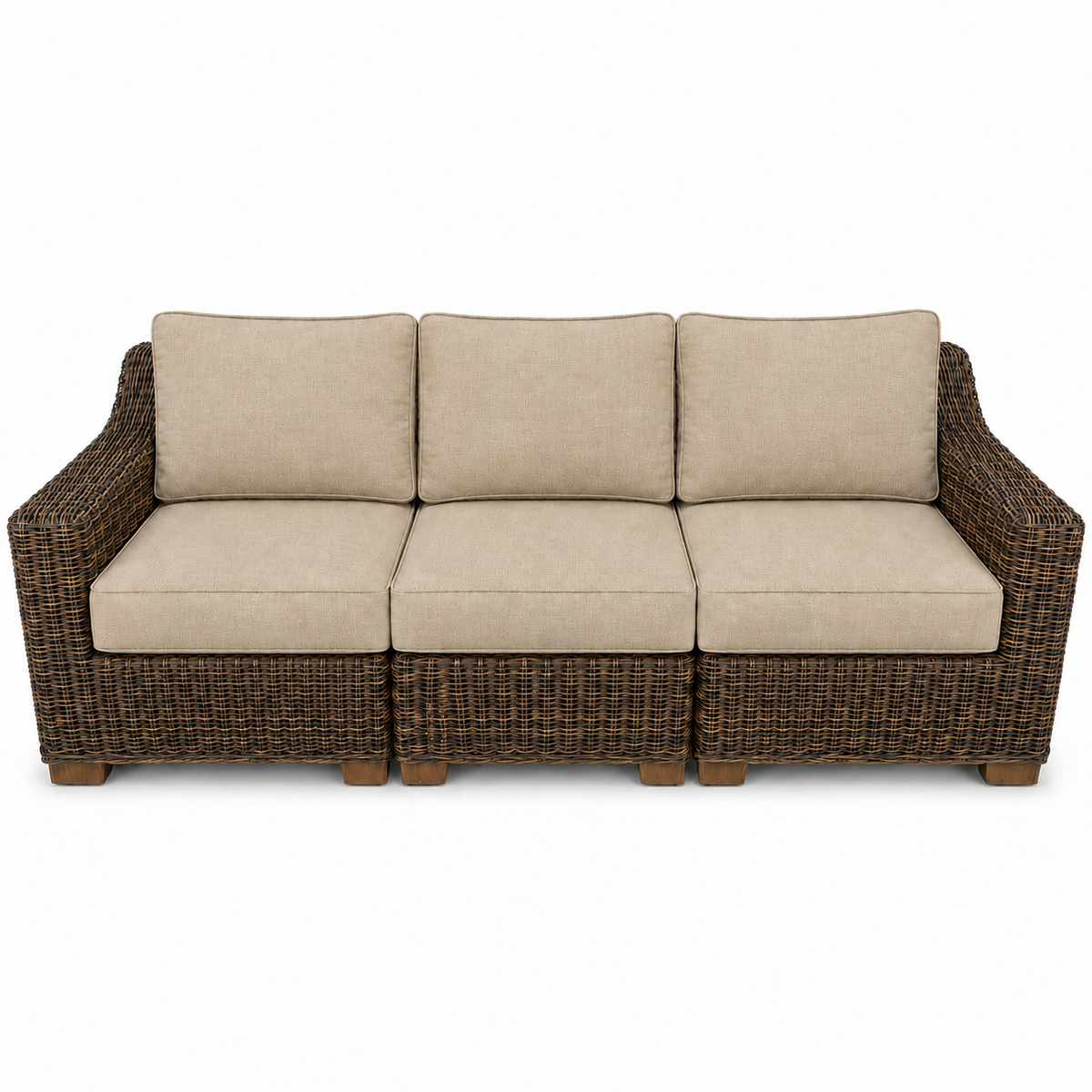Seacoast – Outdoor Sofa in brown wicker, Spectrum Sand (48019)