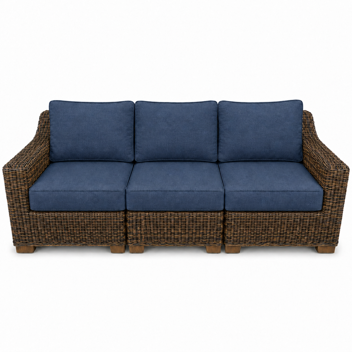 Seacoast – Outdoor Sofa in brown wicker, Spectrum Indigo (48080)