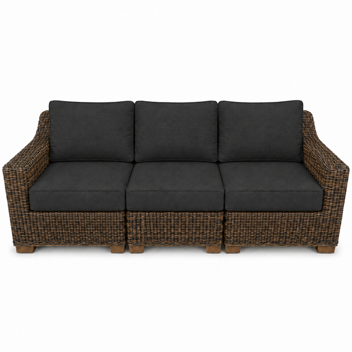 Seacoast – Outdoor Sofa in brown wicker, Canvas Black (5408)