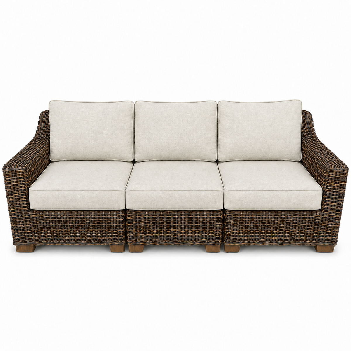 Seacoast – Outdoor Sofa in brown wicker, Canvas Canvas (5453)