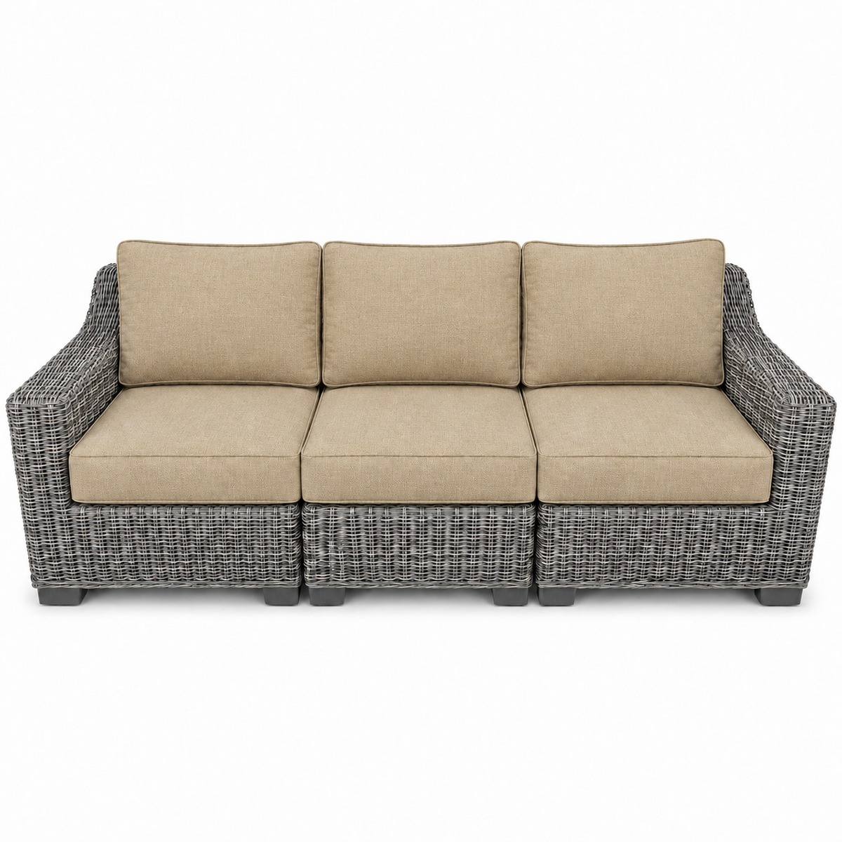 Seacoast – Outdoor Sofa in gray wicker, Spectrum Sand (48019)