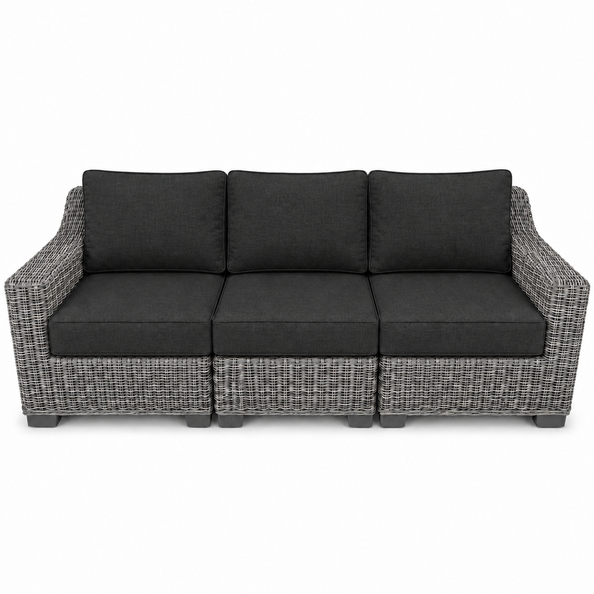 Seacoast – Outdoor Sofa in gray wicker, Canvas Black (5408)