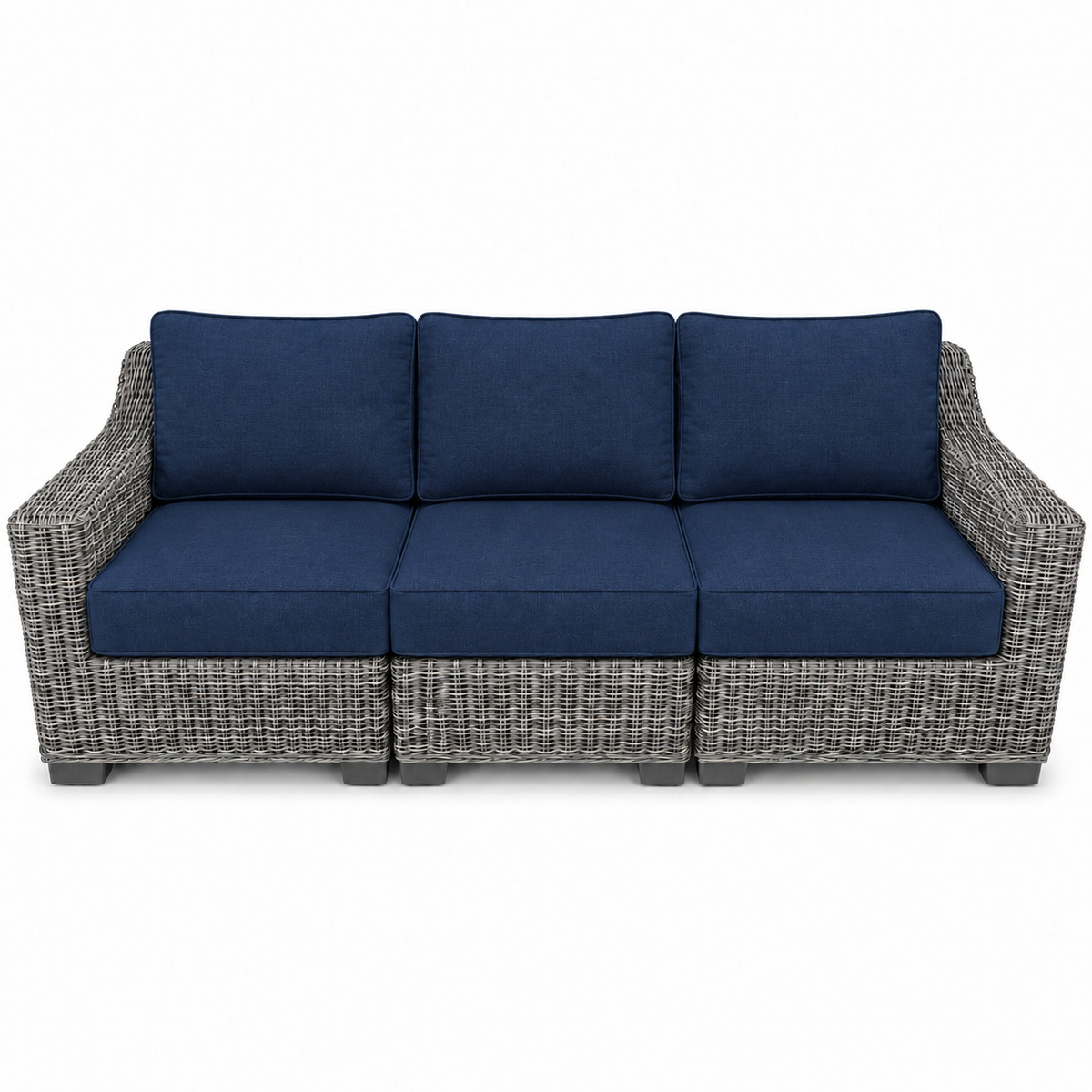 Seacoast – Outdoor Sofa in gray wicker, Canvas Navy (5439)