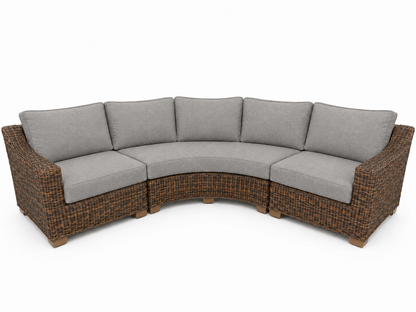Seacoast – Outdoor Curved Set in brown wicker, Cast Shale (40432)