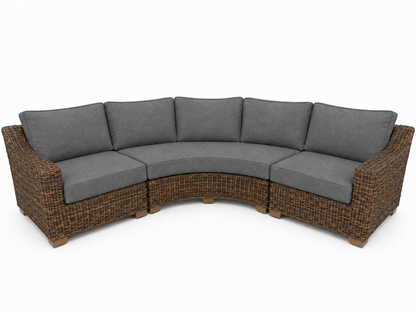Seacoast – Outdoor Curved Set in brown wicker, Cast Slate (40434)