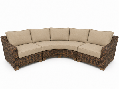 Seacoast – Outdoor Curved Set in brown wicker, Spectrum Sand (48019)
