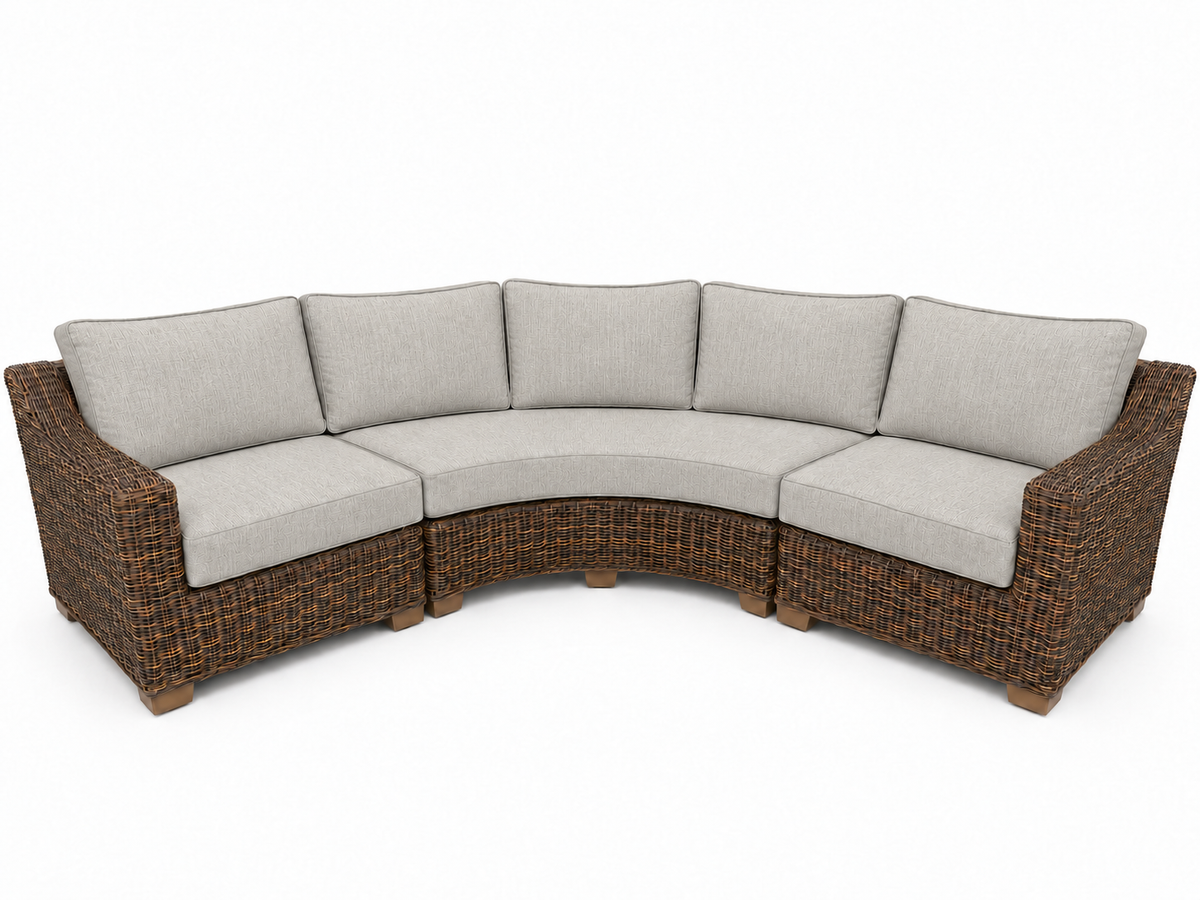 Seacoast – Outdoor Curved Set in brown wicker, Canvas Granite (5402)