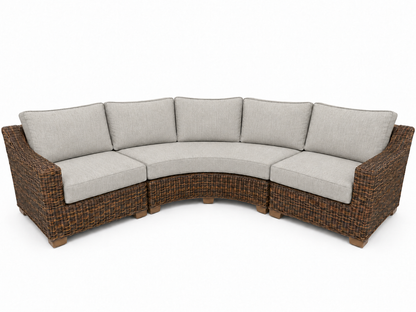 Seacoast – Outdoor Curved Set in brown wicker, Canvas Granite (5402)