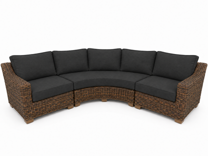 Seacoast – Outdoor Curved Set in brown wicker, Canvas Black (5408)