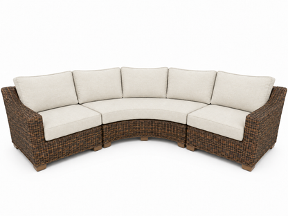 Seacoast – Outdoor Curved Set in brown wicker, Canvas Canvas (5453)