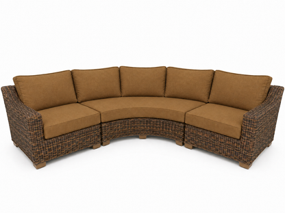 Seacoast – Outdoor Curved Set in brown wicker, Canvas Teak (5488)