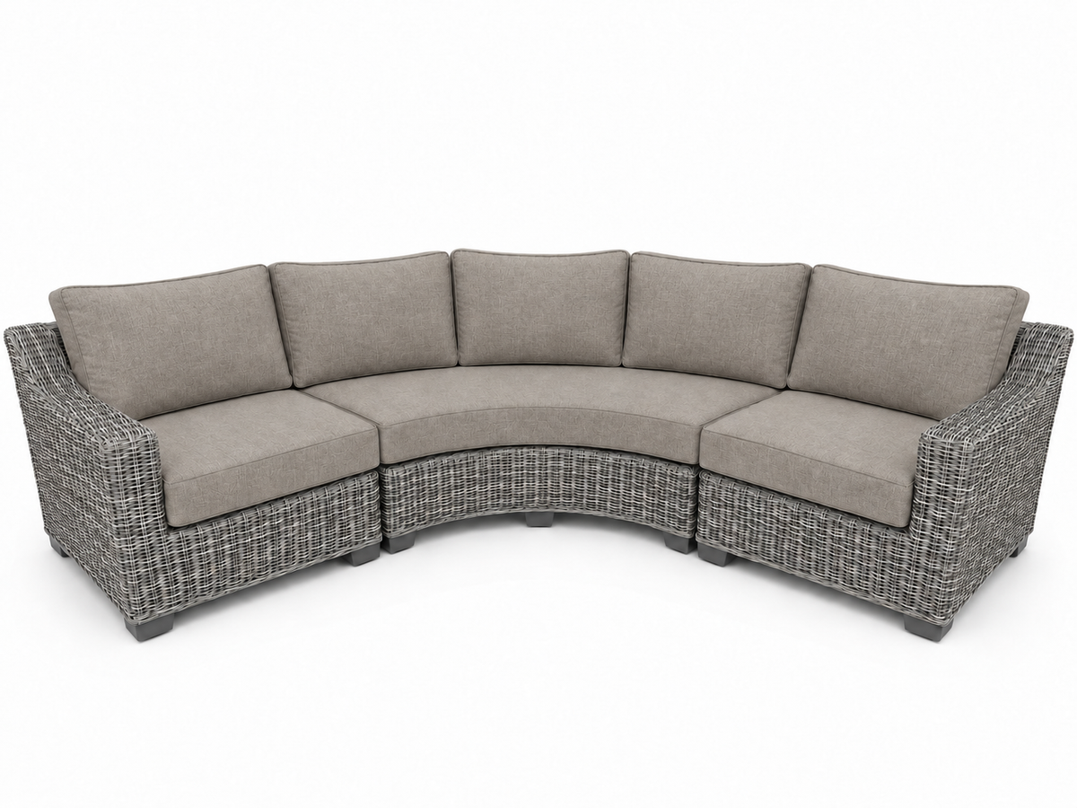 Seacoast – Outdoor Curved Set in gray wicker, Cast Shale (40432)