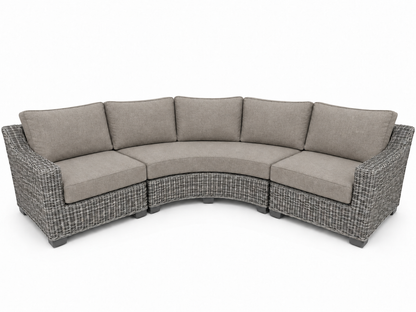 Seacoast – Outdoor Curved Set in gray wicker, Cast Shale (40432)
