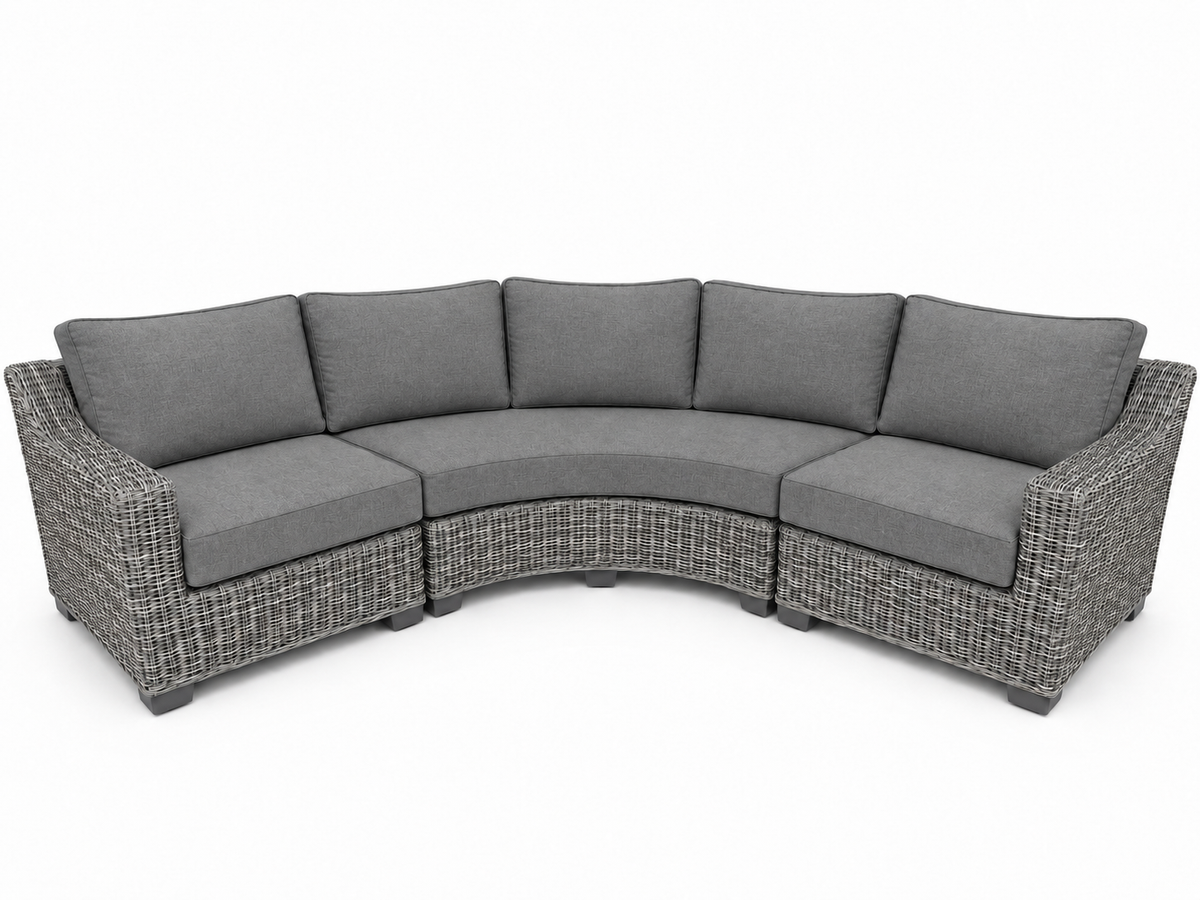 Seacoast – Outdoor Curved Set in gray wicker, Cast Slate (40434)