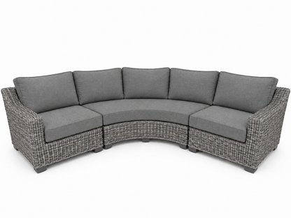Seacoast – Outdoor Curved Set in gray wicker, Cast Slate (40434)