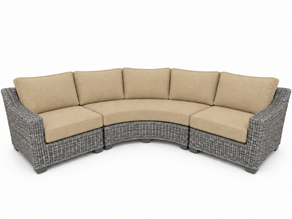Seacoast – Outdoor Curved Set in gray wicker, Spectrum Sand (48019)