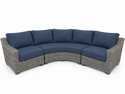 Seacoast – Outdoor Curved Set in gray wicker, Spectrum Indigo (48080)