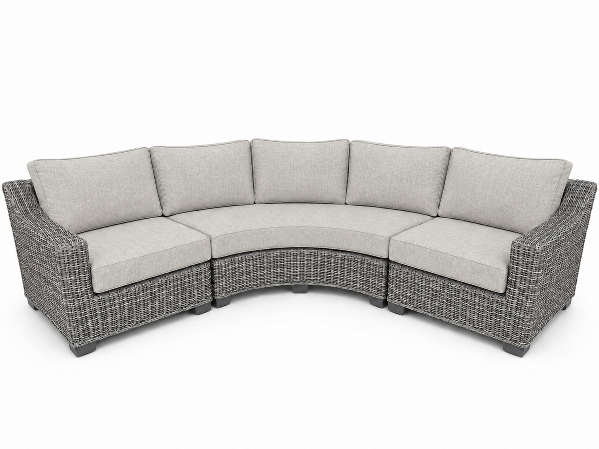 Seacoast – Outdoor Curved Set in gray wicker, Canvas Granite (5402)
