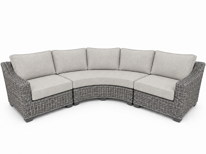 Seacoast – Outdoor Curved Set in gray wicker, Canvas Granite (5402)