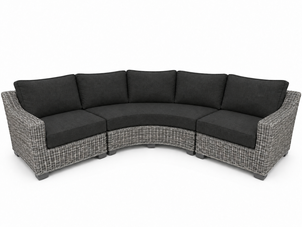 Seacoast – Outdoor Curved Set in gray wicker, Canvas Black (5408)