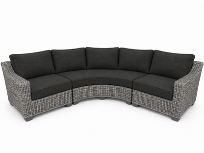 Seacoast – Outdoor Curved Set in gray wicker, Canvas Black (5408)