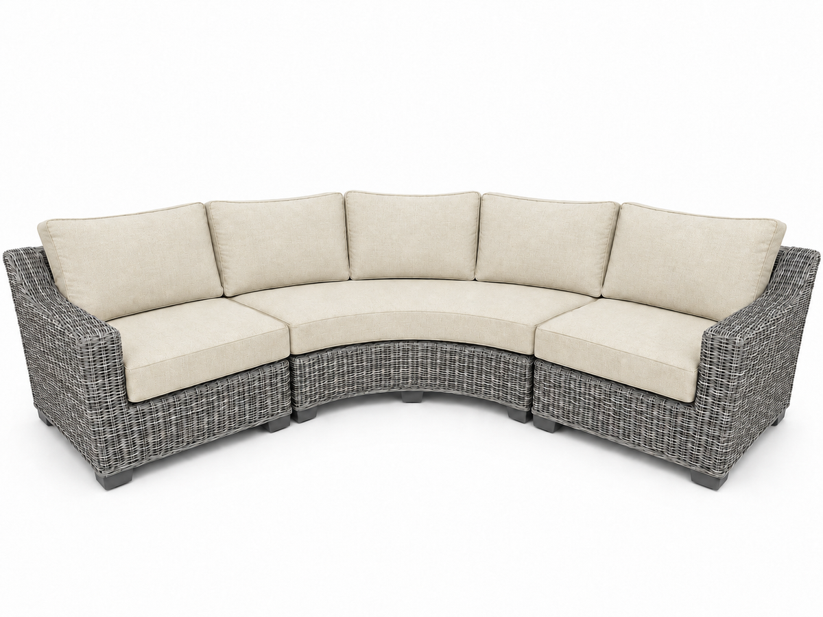 Seacoast – Outdoor Curved Set in gray wicker, Canvas Canvas (5453)