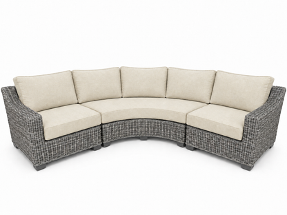 Seacoast – Outdoor Curved Set in gray wicker, Canvas Canvas (5453)