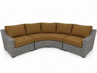 Seacoast – Outdoor Curved Set in gray wicker, Canvas Teak (5488)