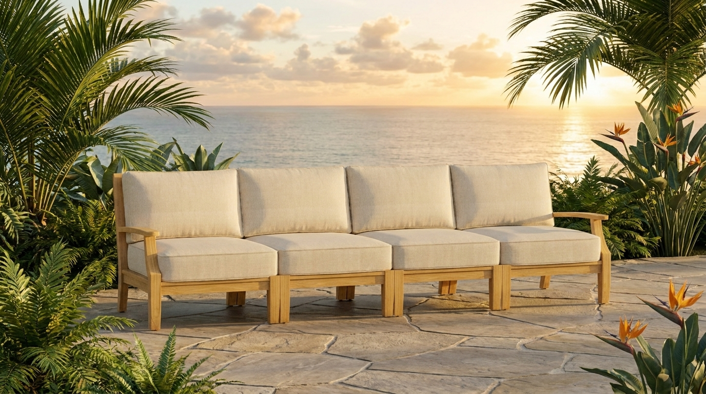 Mila Teak Outdoor 4-Seat Sofa lifestyle