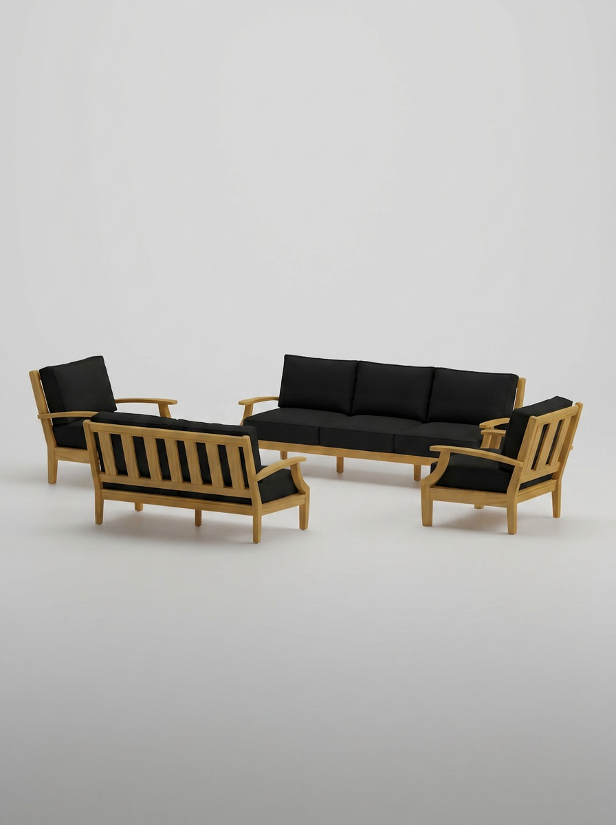 04C Mila Sofa Loveseat Conversation Set - Canvas Black - Jrs Patio San Diego