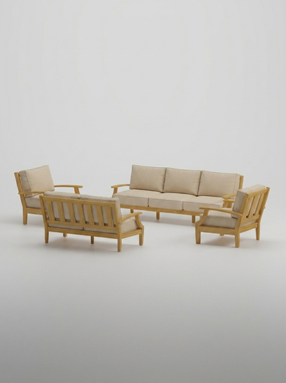 04C Mila Sofa Loveseat Conversation Set - Canvas Flax - Jrs Patio San Diego
