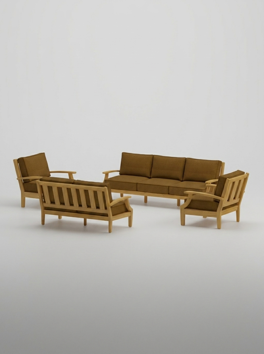 04C Mila Sofa Loveseat Conversation Set - Canvas Teak - Jrs Patio San Diego