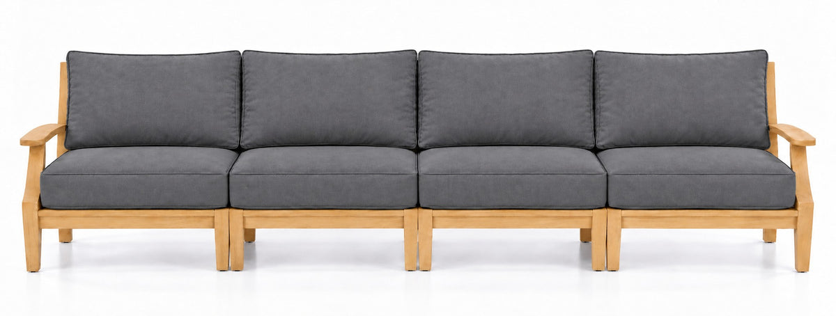 Mila Teak Outdoor 4-Seat Sofa in Sunbrella 40434 Cast Slate | Jr's Patio San Diego
